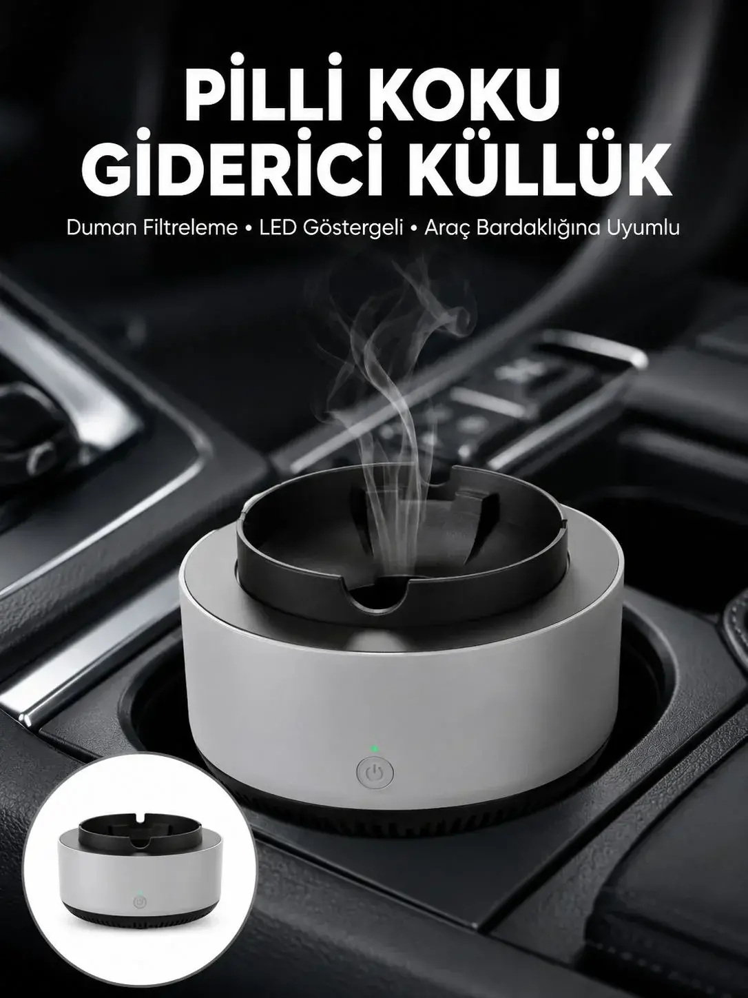 Kül Tablası Hava Tezleyici Araç Akıllı Küllük Duman Tezleyici