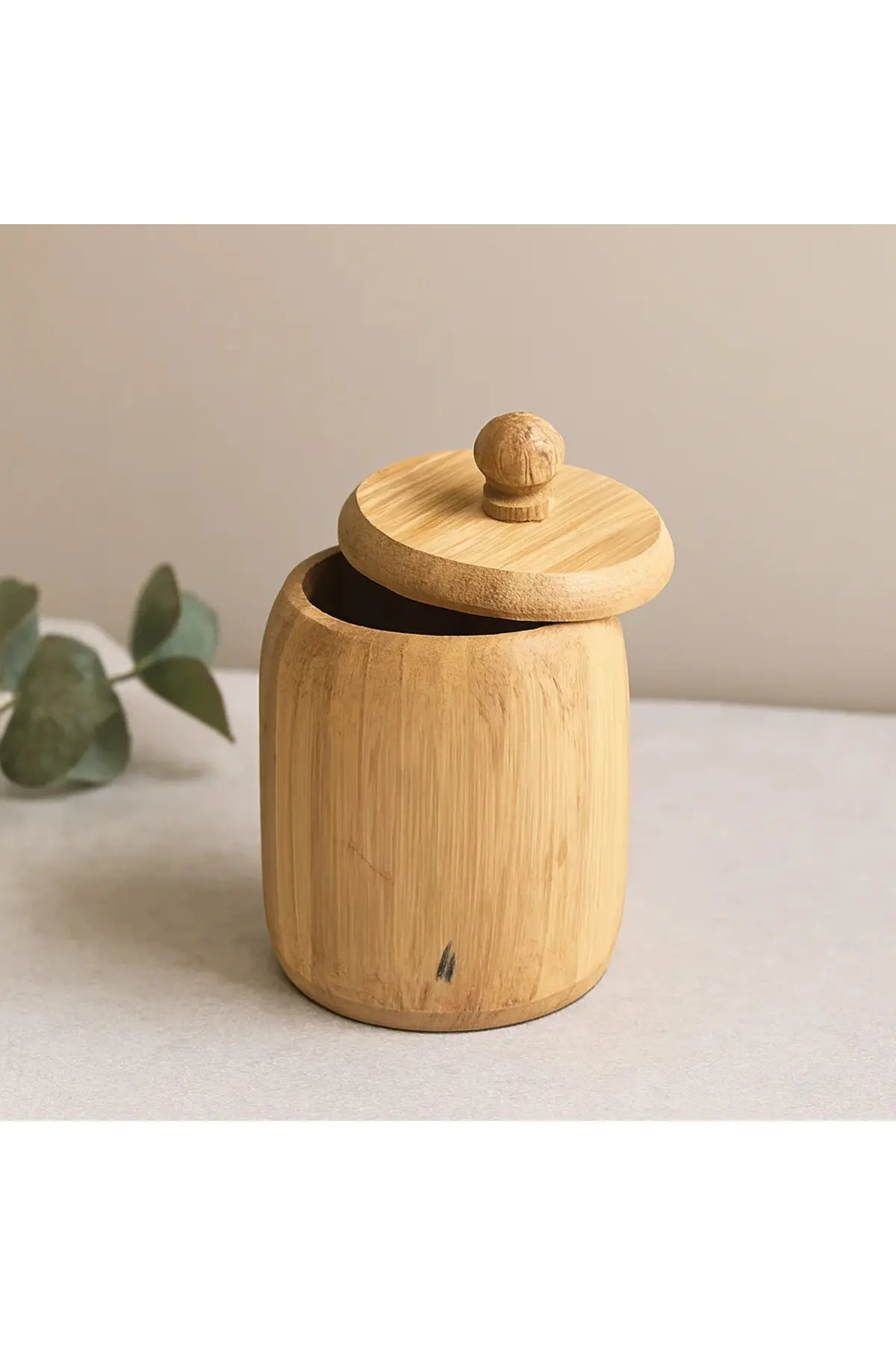 Kapaklı Ahşap Bambu Şekerlik 7.5 x 8.5 cm