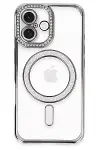Apple iPhone 16 Kılıf Joke Simli Magneticsafe Kılıf - Gri-2