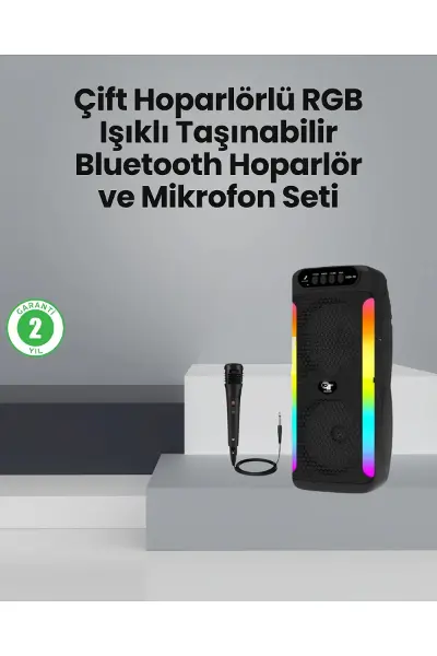 Taşınabilir Şarjlı Hoparlör USB, SD Kart, AUX Girişli