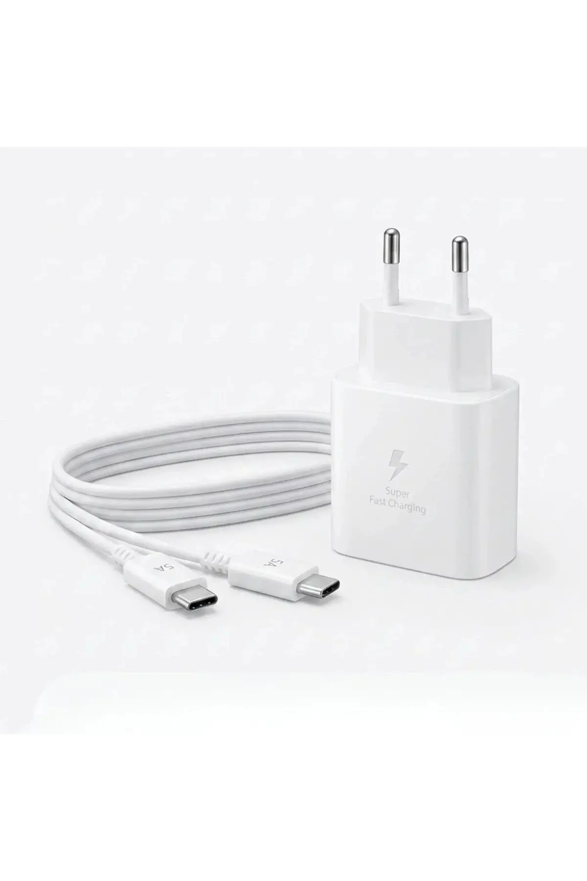 45W Süper Hızlı Şarj Adaptörü USB-C PD 3.0 PPS Fast Charger + 5A Type-C to Type-C Kablo