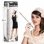 30 cm Gümüş Payetli Sigara Tutacağı – 1920’ler Gatsby Parti Aksesuarı-1