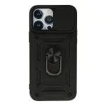 Apple İphone 13 Pro Kılıf Pars Lens Yüzüklü Silikon - Siyah-1