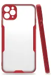 Apple iPhone 11 Pro Max Kılıf Platin Silikon - Kırmızı-1