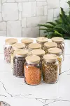 12 Lü Set Bambu Kapaklı Cam Kavanoz & Erzak Saklama Kabı 800 ml Orta Boy ( Vakum Kapak )-2