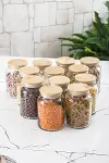 12 Lü Set Bambu Kapaklı Cam Kavanoz & Erzak Saklama Kabı 800 ml Orta Boy ( Vakum Kapak )-4