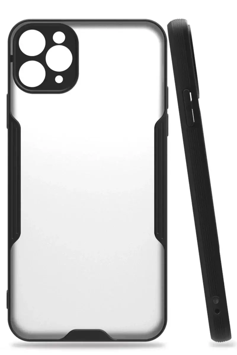 Apple iPhone 11 Pro Max Kılıf Platin Silikon - Siyah