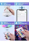 Bluetooth RGB LED Hoparlörlü Akıllı Ampul - Renkli Müzikli Lamba ve Kumanda-3