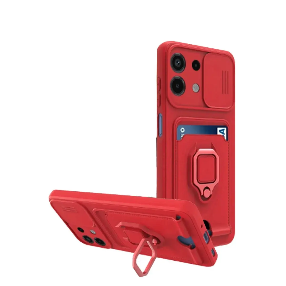 Xiao Red Note 13 4g Kılıf Zuma Kartvizitli Yüzüklü Silikon - Kırmızı