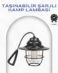 Geometrik Tasarımlı Vintage Kamp Lambası – Type-C Şarj, Ayarlanabilir Parlaklık-1