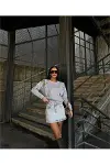 Kadın Gösterişli Bisiklet Yaka Uzun Kol Kazak Sweatshirt Elbise-2
