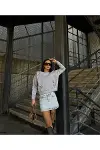 Kadın Gösterişli Bisiklet Yaka Uzun Kol Kazak Sweatshirt Elbise-1