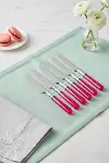 6’lı Paslanmaz Çelik Pembe Tatlı Bıçağı Seti-1