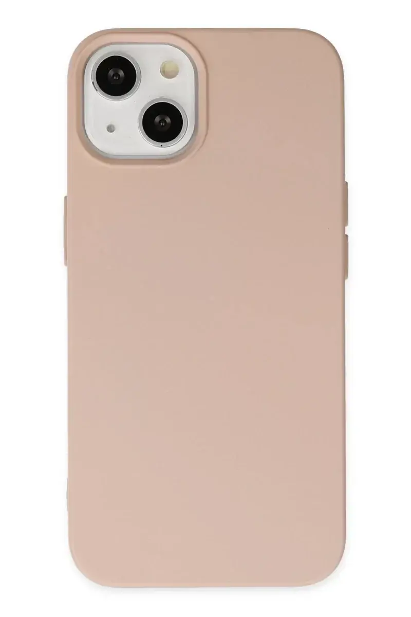 Apple iPhone 14 Plus Kılıf Nano içi Kadife Silikon - Pudra