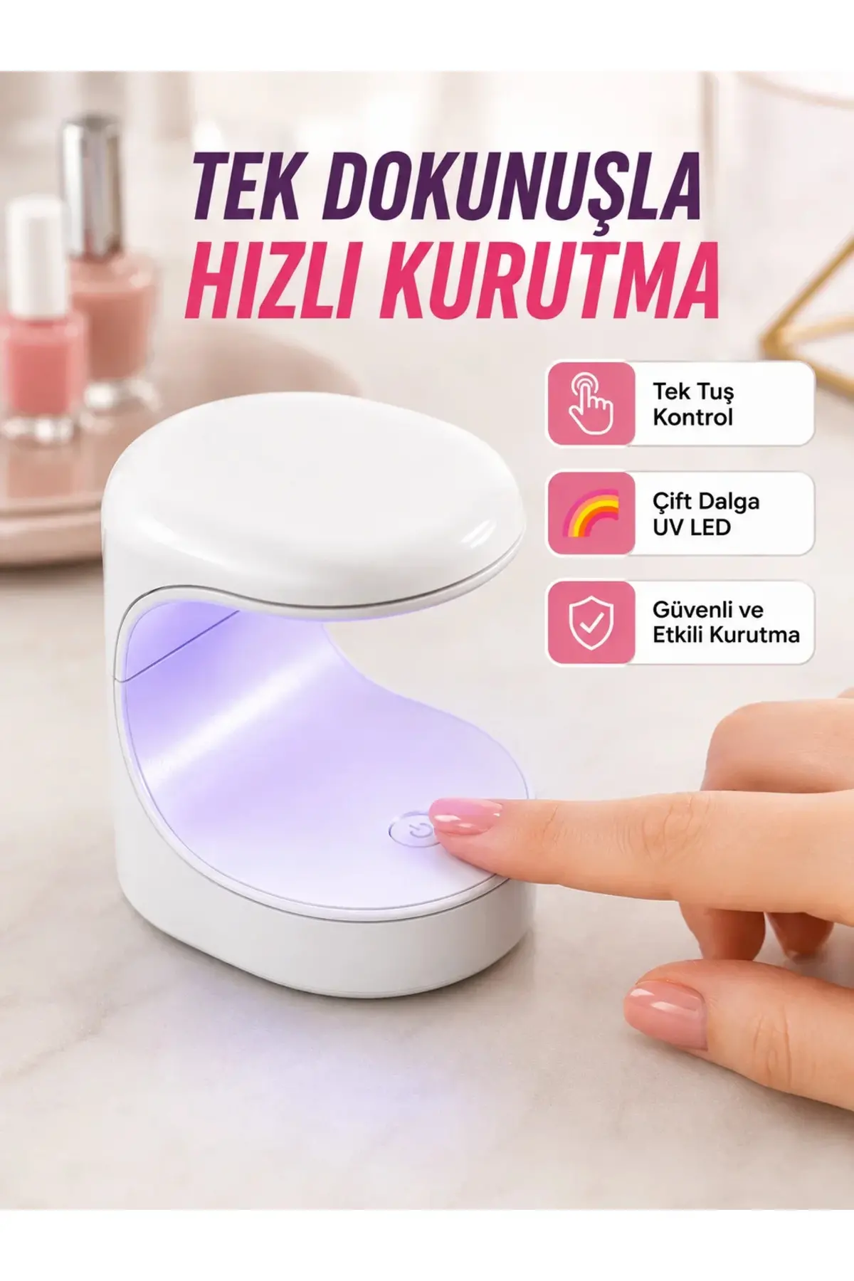 Mini Tırnak Kurutucu – Hızlı Kurutma İçin UVLED Işık Teknolojisi Yeni Nesil