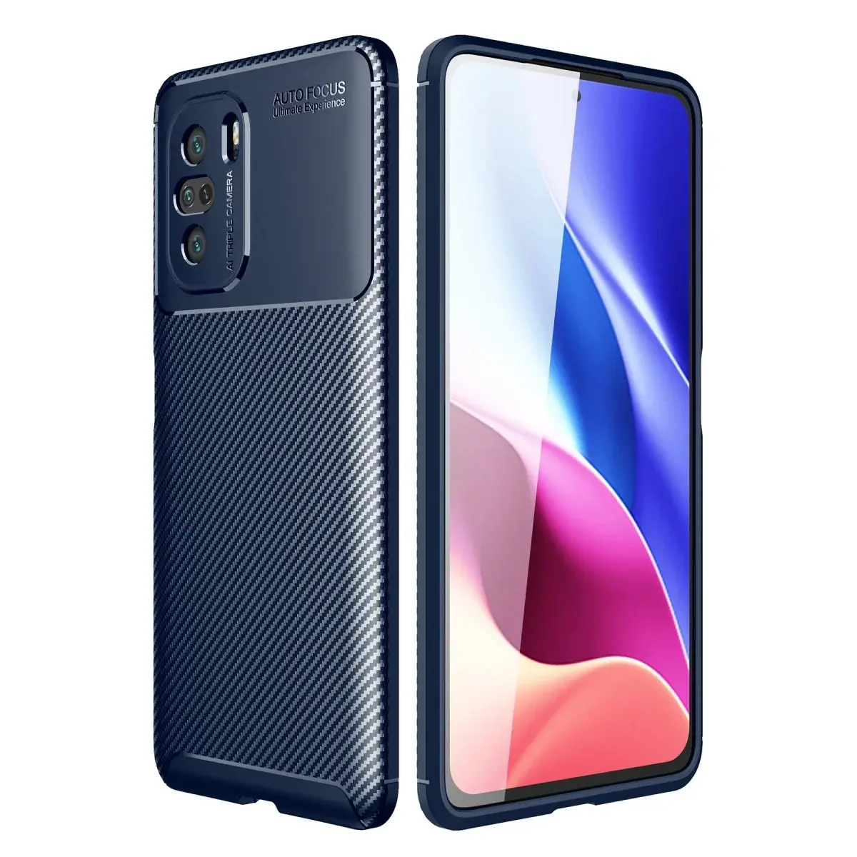 Xiao Poco F3 Kılıf Auto Focus Karbon Kapak - Lacivert