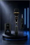 Mikrofon Seti Uhf Çift K Profesyonel El krofonu 50-80m Menzil-4