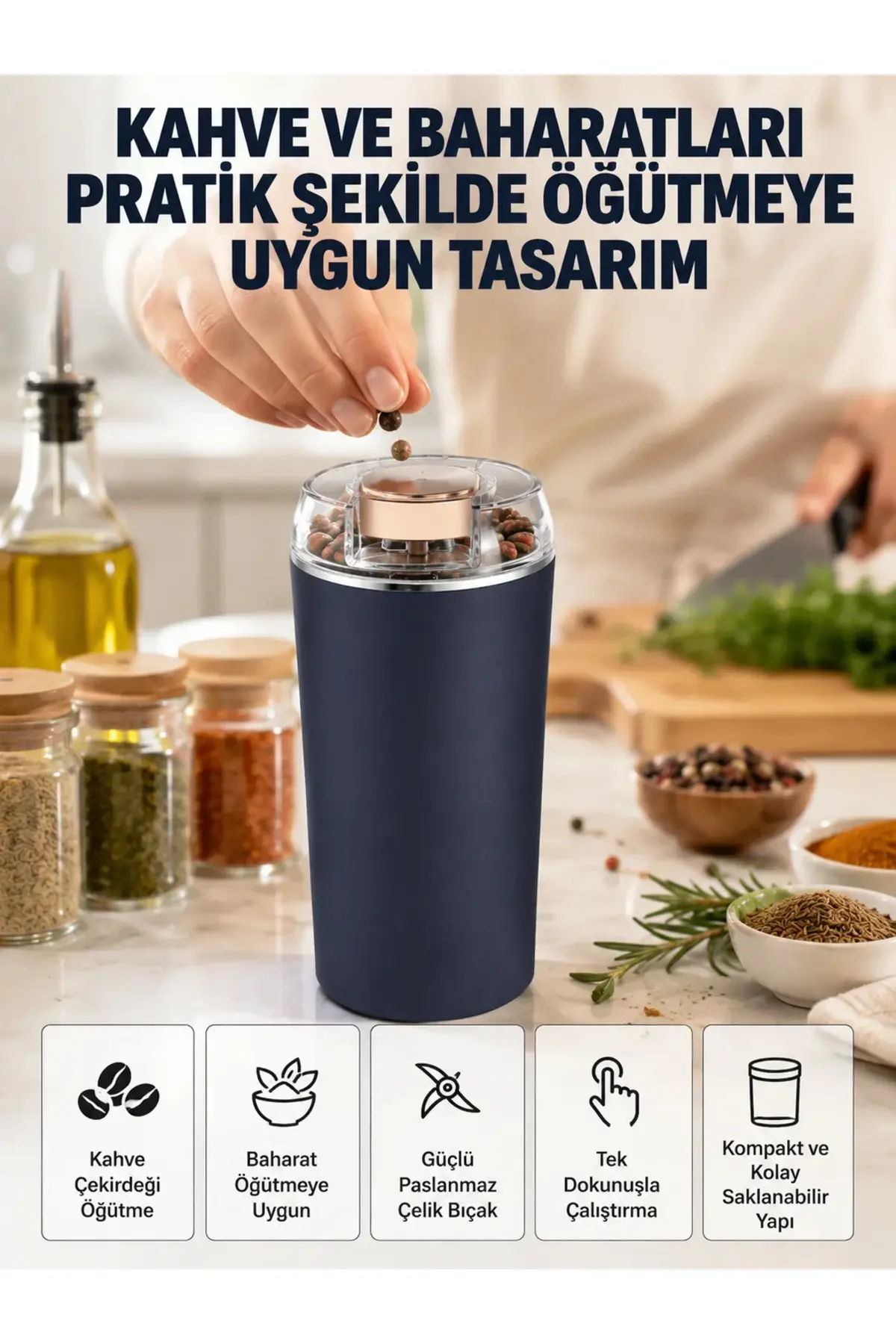Yeni Nesil Kahve ve Baharat Öğütücü Paslanmaz Çelik Kahve Değirmeni