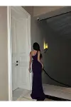 Kadın Modern Stil Mezuniyet Elbisesi Tek Omuz Tek Kol A Kesim Abiye Elbise-2