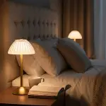 Uzun Mantar Çizgili Model LED Masa Lambası – Dokunmatik, 3 Renk Işık Modlu, Şarjlı Dekoratif Gece La-4