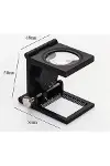 28x28 Mm Katlanır Sayaçlı Metal Lüp, 2 Led Işıklı Büyüteç Tekstil Th9005a-3