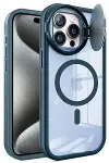 Apple iPhone 15 Pro Max Kılıf Teleskop Lens Magsafe Silikon Kapak - Lacivert-2