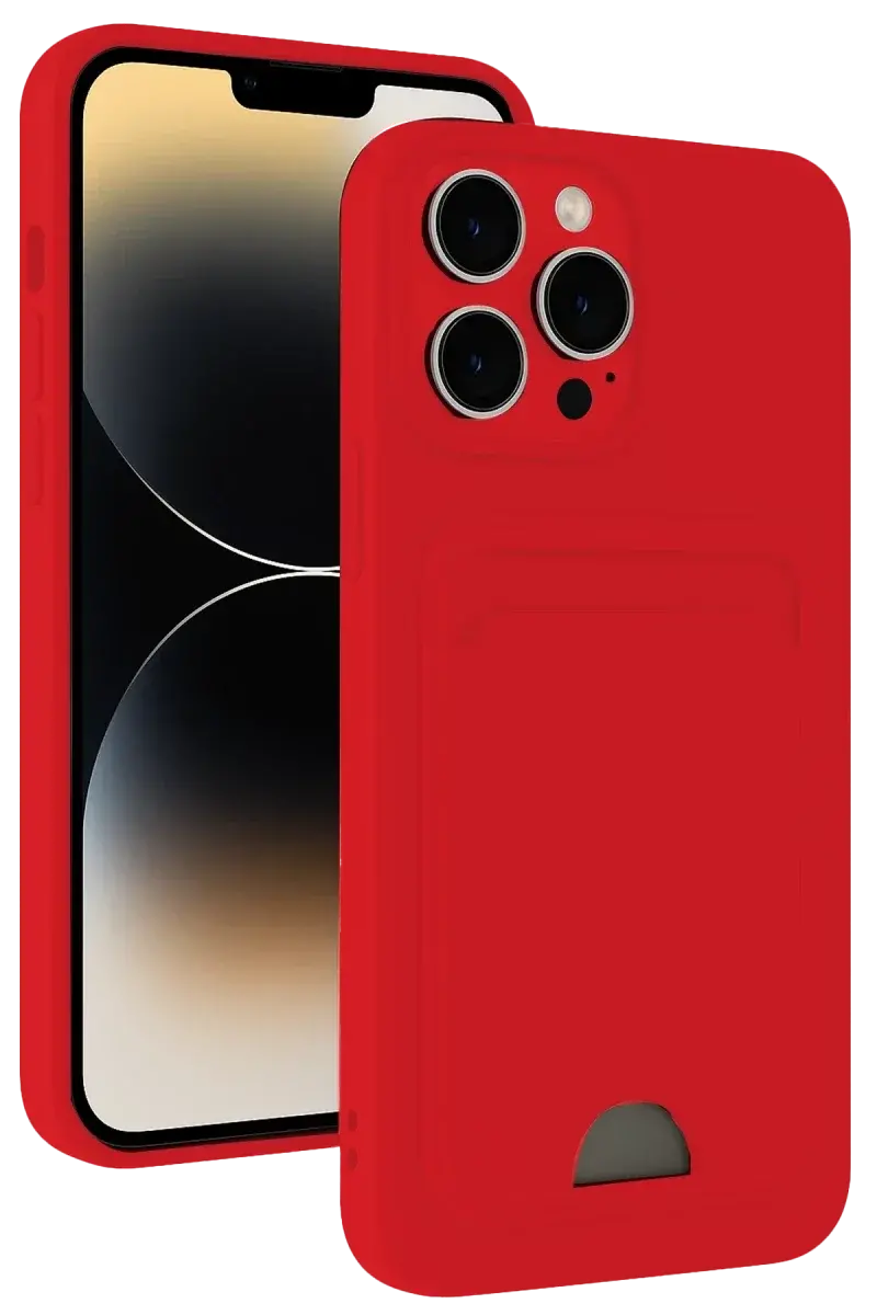 Apple iPhone 13 Pro Max Kılıf Kelvin Kartvizitli Silikon - Kırmızı