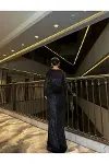 Kadın Trend Tasarım Kalp Yaka Standart Kol Abiye Elbise-3