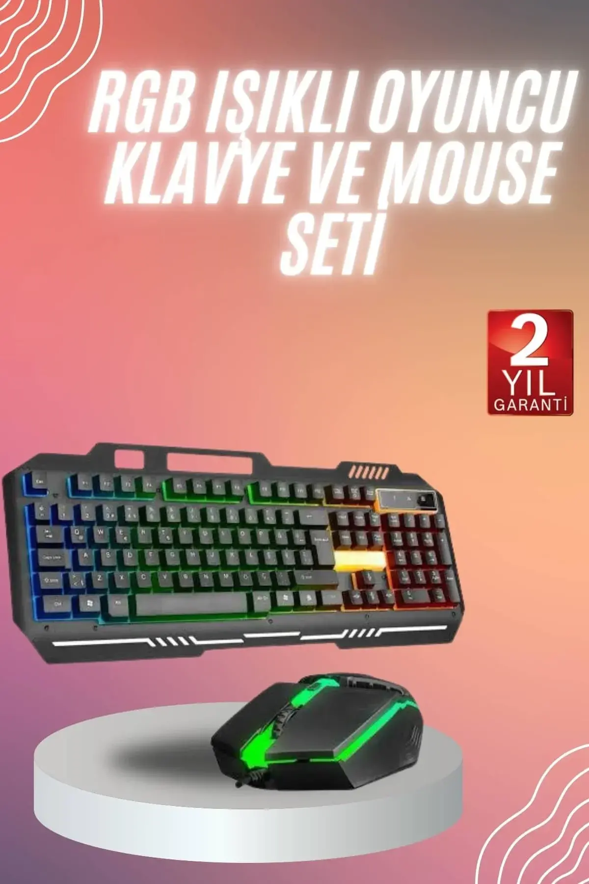 RGB Işıklı Gang Oyuncu Klavye Q Klavye Mouse Hediyeli