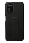 Samsung Galaxy A03S Kılıf Mega Standlı Silikon - Siyah-1