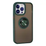 Apple İphone 15 Pro Kılıf Montreal Yüzüklü Silikon Kapak - Yeşil-3