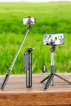 Tripod Kablosuz Bluetooth Bağlantılı Selfie Çubuğu 360 Derece Dönebilen-4
