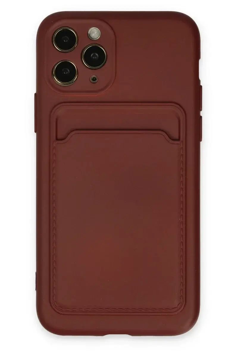 Apple iPhone 11 Pro Kılıf Kelvin Kartvizitli Silikon - Bordo