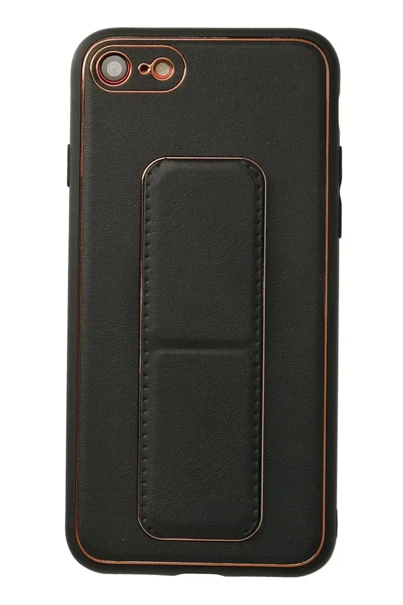 Apple iPhone 7 Kılıf Coco Deri Standlı Kapak - Siyah