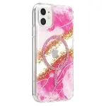 Onegif Apple İphone 11 Lotus Simli Magsafe Kapak - Pembe-2