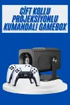 4K Android Smart Wi-fi Çift Kollu Projeksiyon Game Box Kumandalı Taşınabilir Yeni Nesil-2