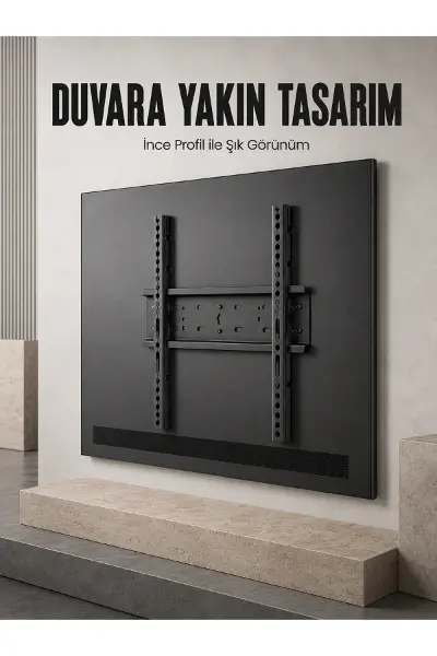 Sabit Televizyon Askı Aparatı 50"-95" İnce Profil Sağlam Metal TV Duvar Braketi