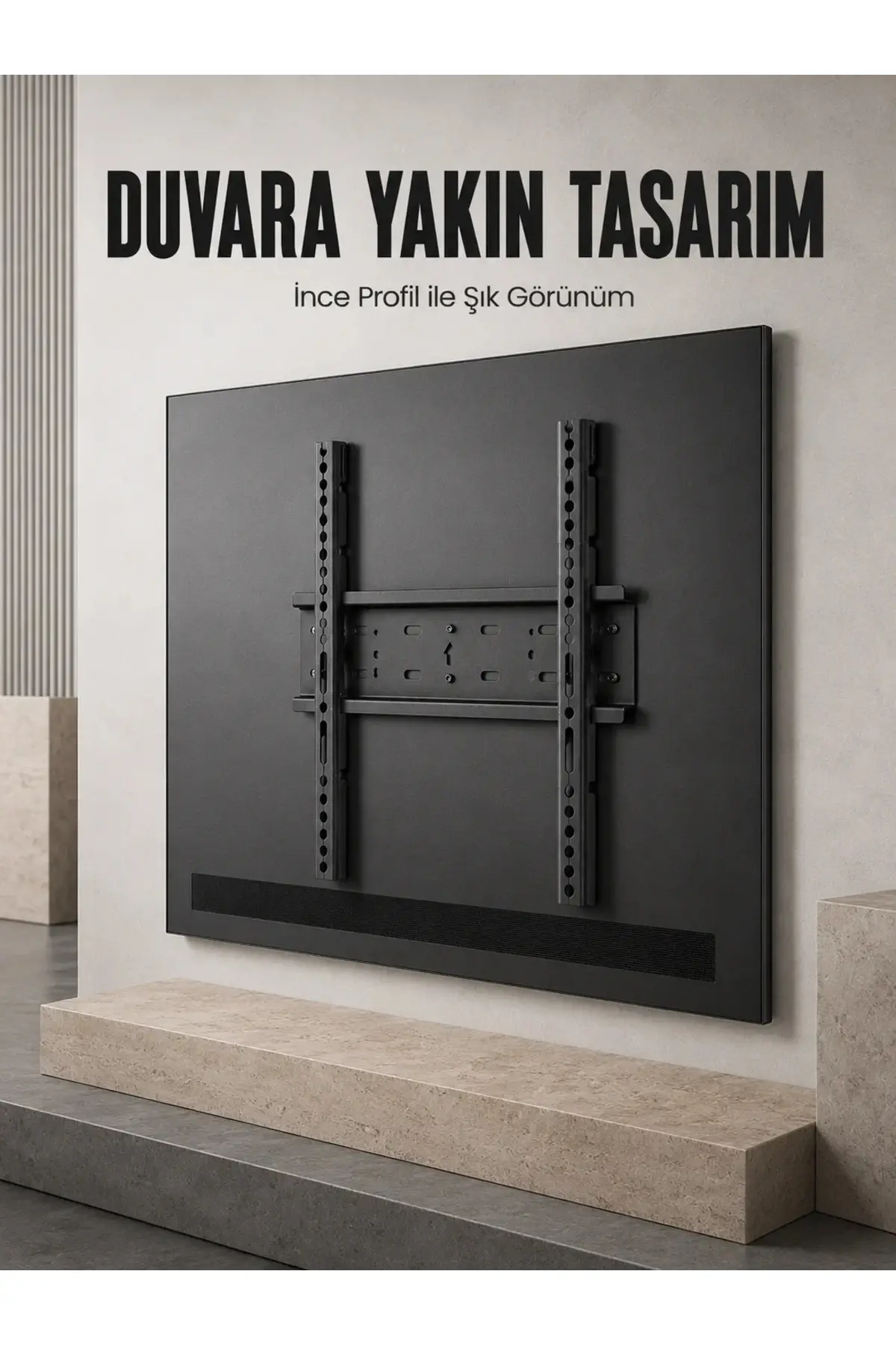 Sabit Televizyon Askı Aparatı 50"-95" İnce Profil Sağlam Metal TV Duvar Braketi