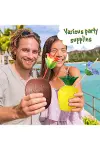 Ananas Hindistan Cevizi Tasarımlı Pipetli Bardak Seti (6 Adet)-3
