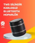 Mini Silindir Kablosuz Hoparlör Güçlü Ses 4W Bas + TWS Senkron Özellik-1