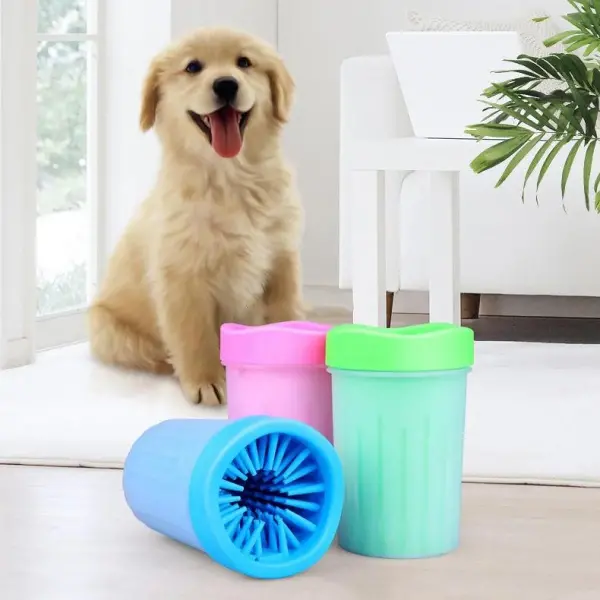 Silikon Jel Fırçalı Kedi Köpek Pati Ayak Yıkama Tezleme Kovası (Küçük)