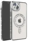 Apple iPhone 14 Kılıf Joke Simli Magneticsafe Kılıf - Gümüş-1