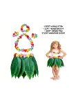 Çocuk Hawaii Kostüm Seti - Yaprak Etek & Hawaii Set - 5 Parça-1
