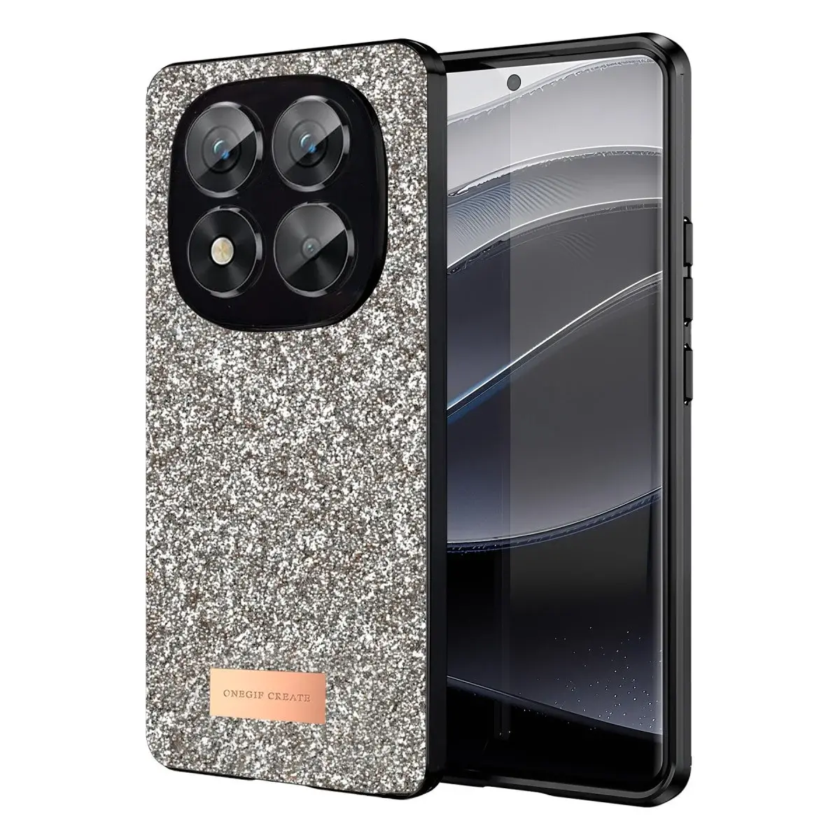 Onegif Xiao Red Note 14 Pro 5g Bright Simli Kapak - Gold