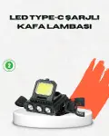 USB Şarjlı Kafa Feneri 800 Lumen Ayarlanabilir COB ve XPE LED-1