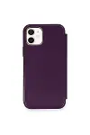 Apple iPhone 12 Kılıf Dolpin Kapaklı - Derin Mor-3