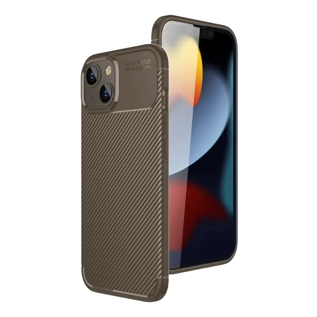Apple İphone 15 Kılıf Auto Focus Karbon Kapak - Kahverengi