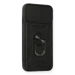 Apple İphone 6 Kılıf Pars Lens Yüzüklü Silikon - Siyah-2