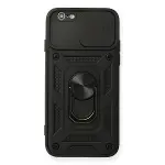 Apple İphone 6 Kılıf Pars Lens Yüzüklü Silikon - Siyah-1