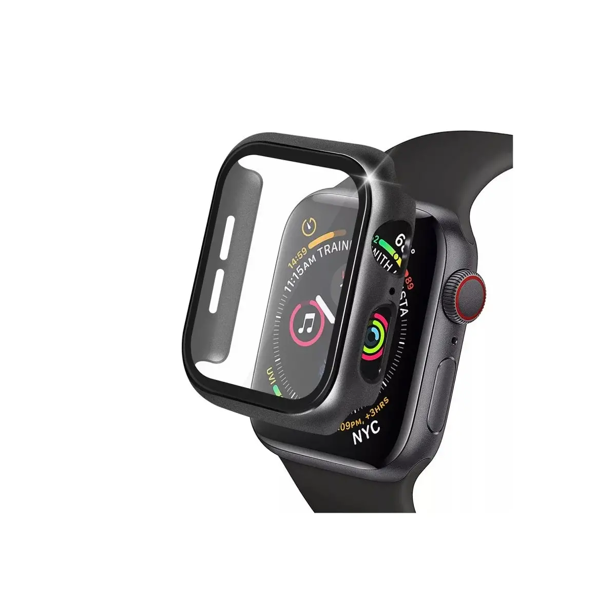 Apple Watch 38mm Camlı Kasa Ekran Koruyucu - Siyah